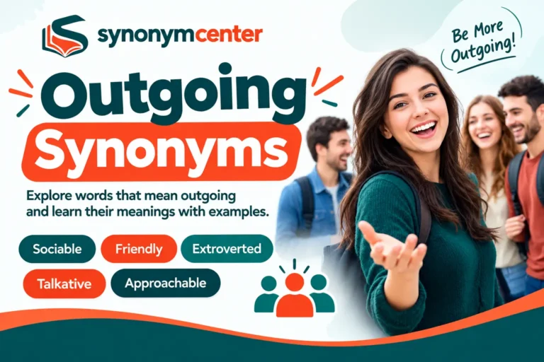 Outgoing synonyms including sociable, friendly, and extroverted